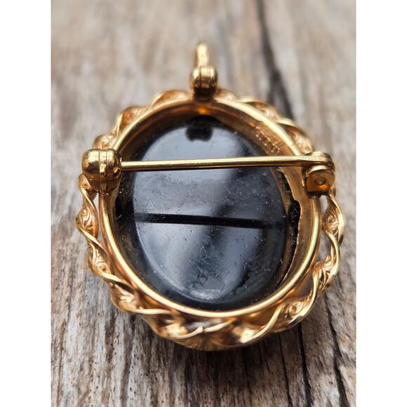 Vintage Van Dell 12K Yellow GF Sardonyx Cameo Brooch or Pendant - Picture 6 of 7